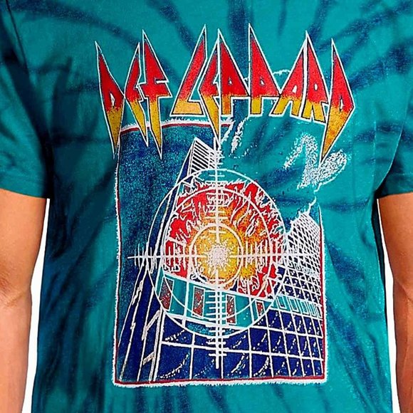 Def Leppard Pyromania Tie Dye metal rock Official T-Shirt L runs bigger NWT - Picture 2 of 4